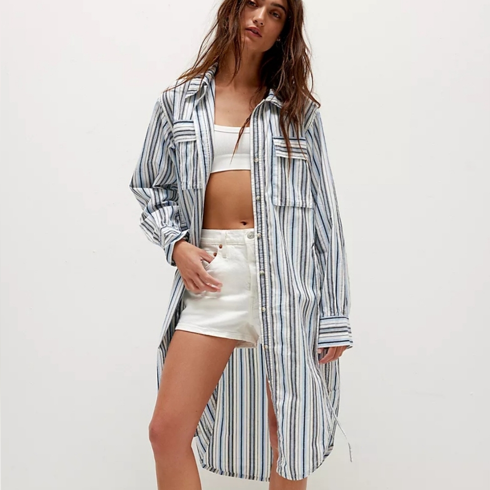 We The Free Blue and White Striped Cover-Up